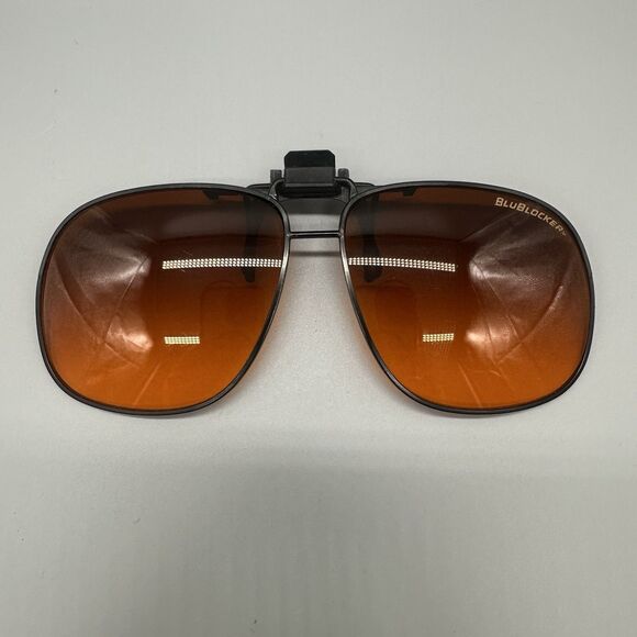 Vintage BlueBlocker Aviator Clip-on Sunglasses High Resolution Black Metal Frame - Picture 1 of 5